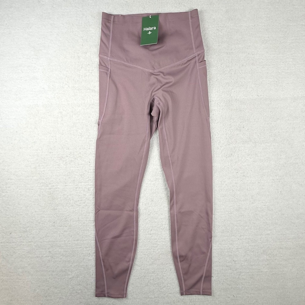 Halara High Waisted Crossover 7/8 Leggings with Pockets Mauve XS NWT